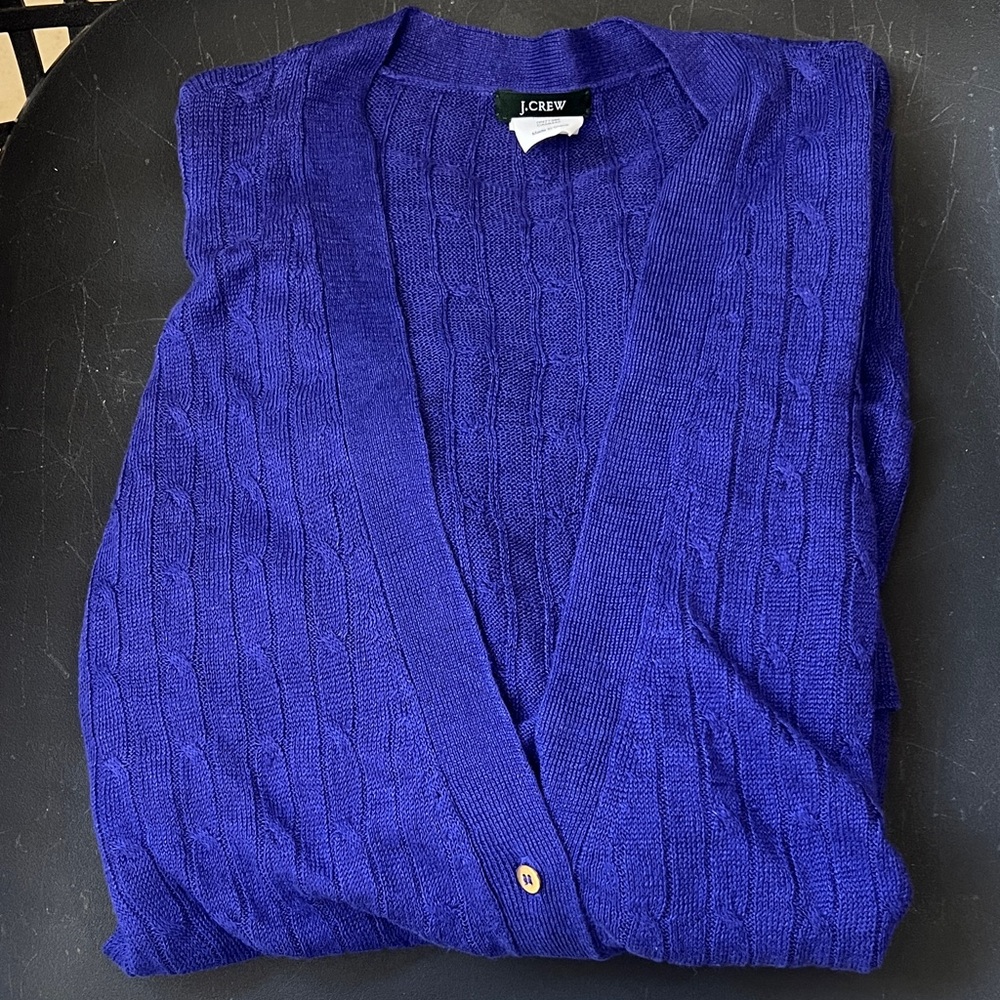 J. Crew 100% linen longer boyfriend cardigan with pockets